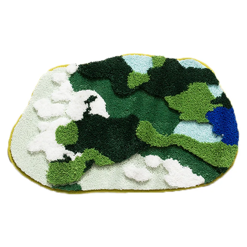 Green Moss Mat Carpets Non-Slip Bathroom Rugs Soft in Side Rug Doormat Floor Absorbent Shower Bath Bathtub Mat Room Super Water