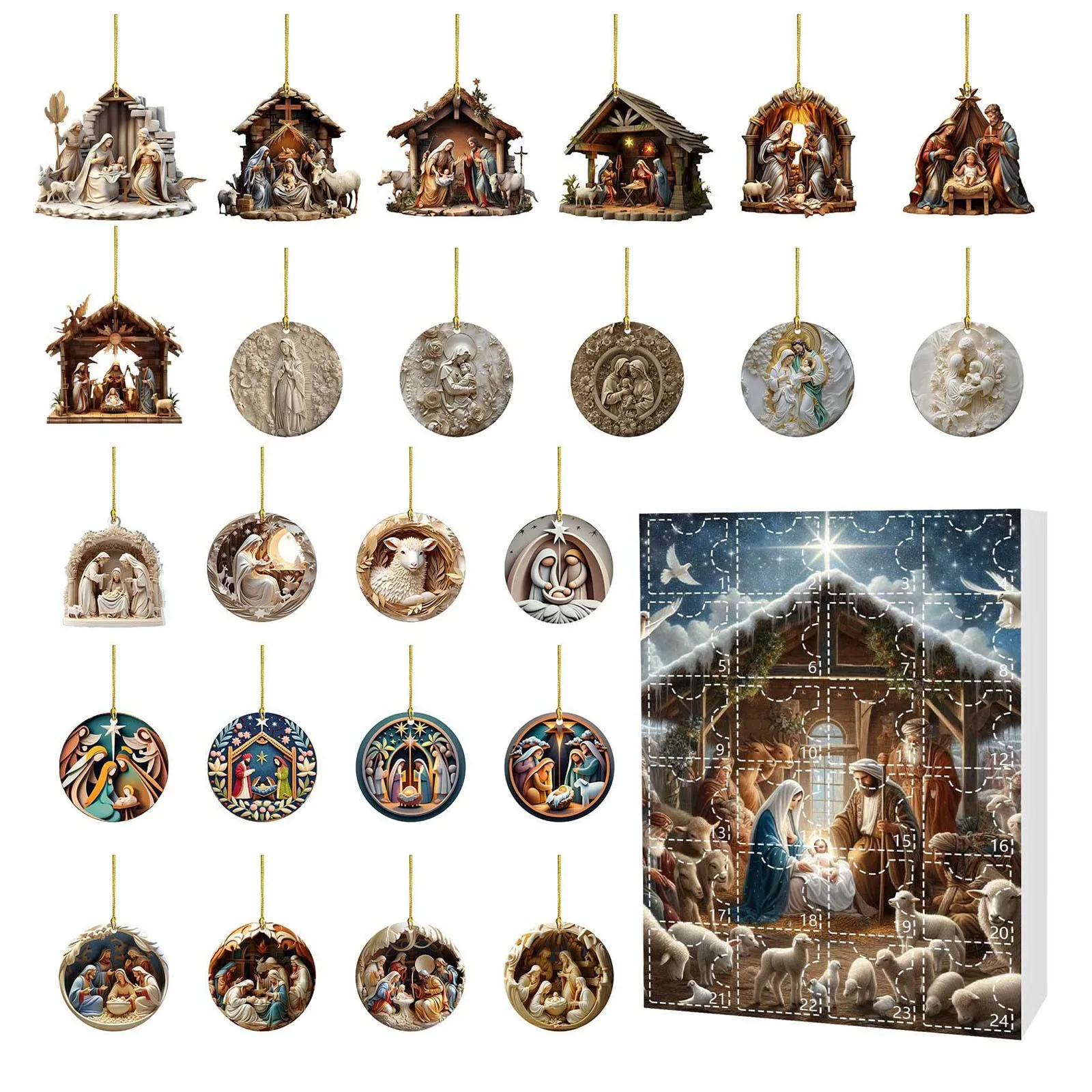 Conto alla rovescia per Natale per bambini Decorazioni per l'albero di Natale Calendario dell'Avvento 2024 Decorazioni natalizie Scena Grande cronometro Orologio