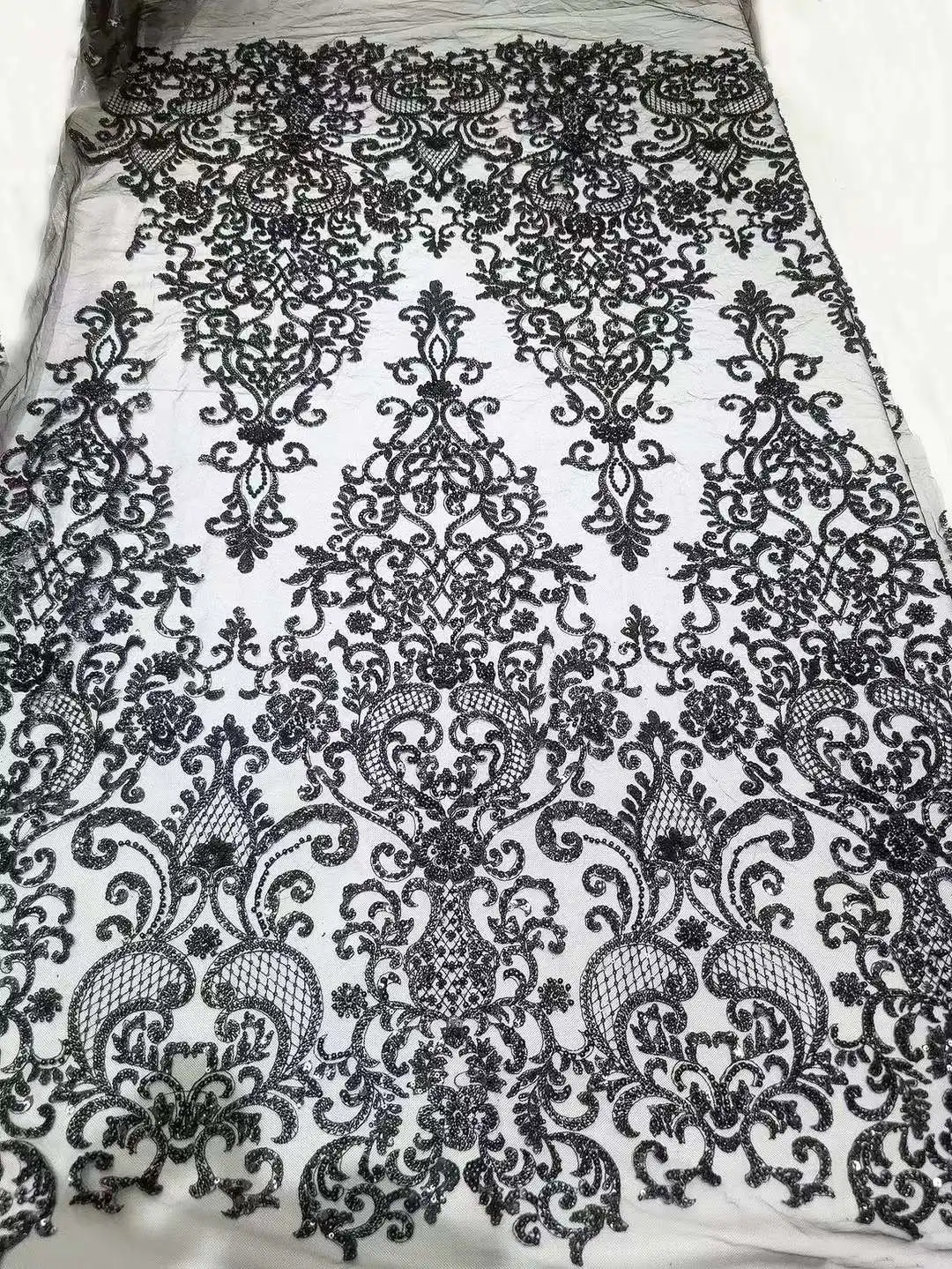 Black series Fabric, Beads Embroidery French Mesh Yarn ,High quality African Nigeria Fabric Lace ,Evenign Dress Weddings