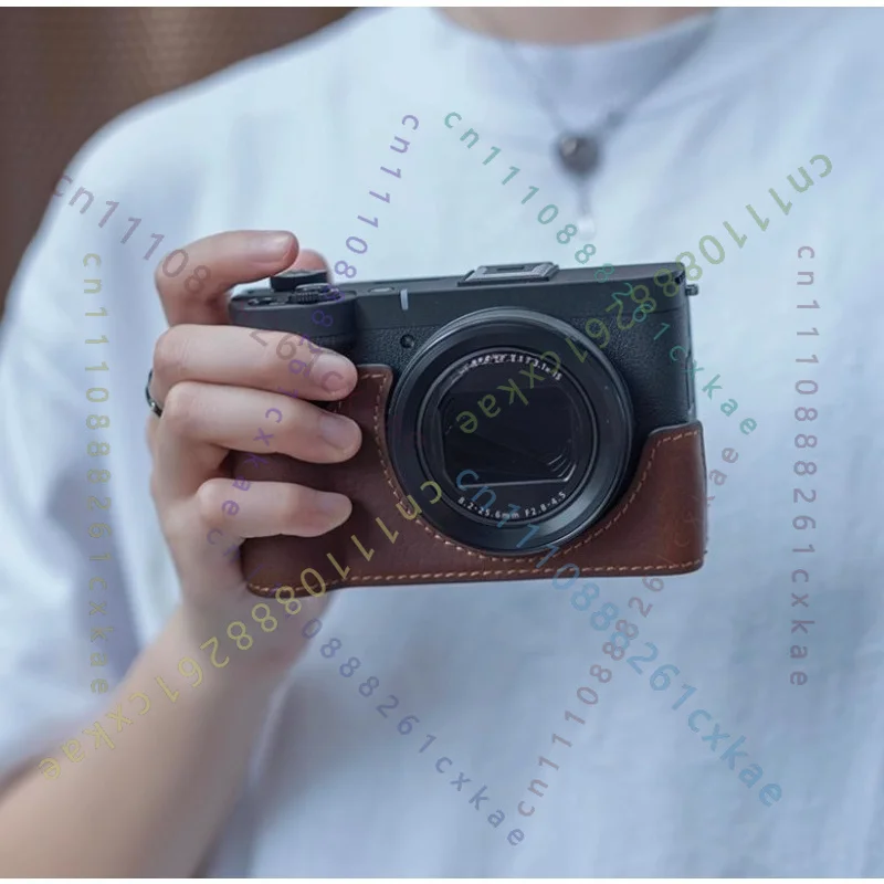 Genuine Real Leather Handmade Camera Half Case Bag Cover For Canon powershot v1