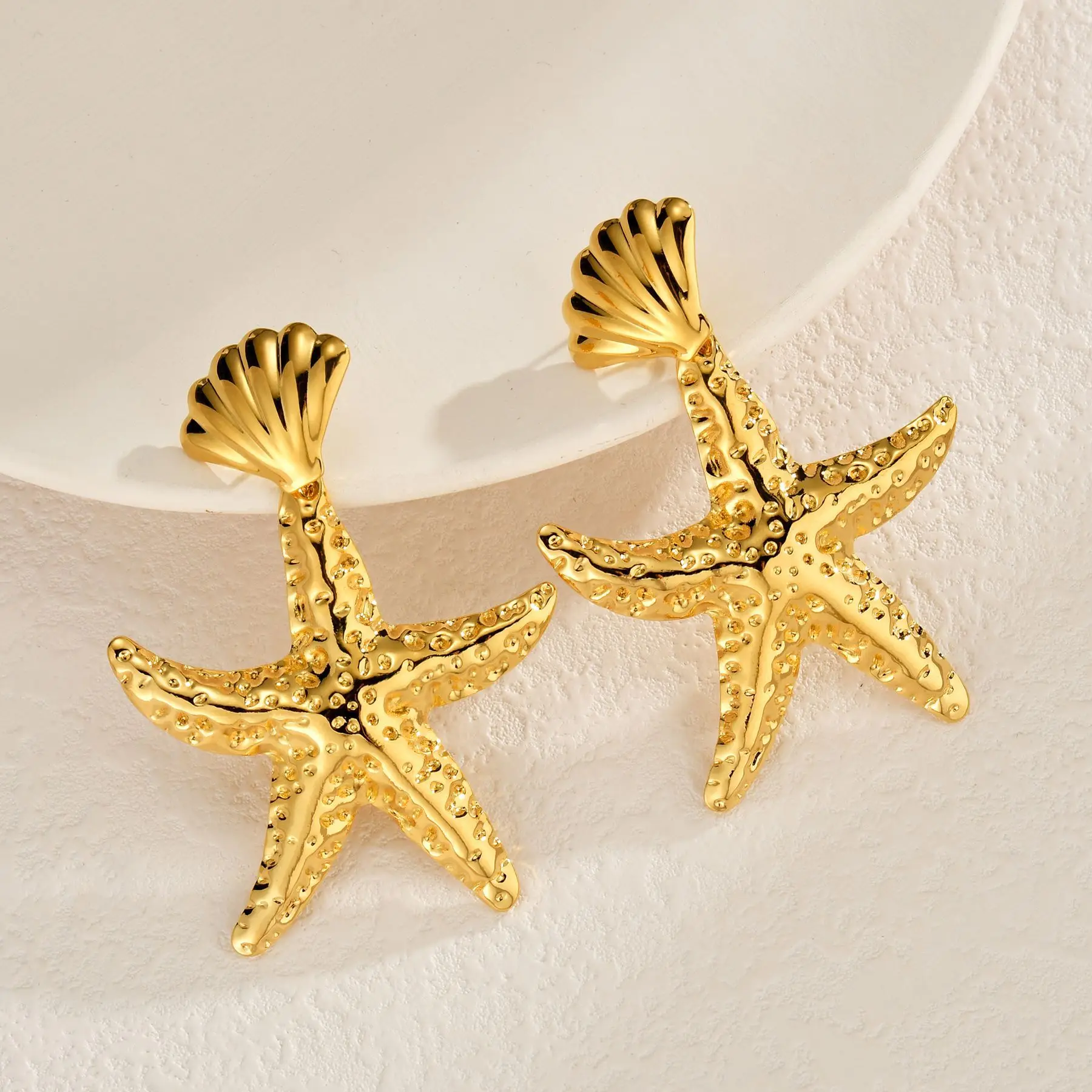 Summer Sea Beach Style Starfish Ear Pendants Gold-plated Stainless Steel Earrings 2024New Fashion Hot Sellers Jewelry Women Gift