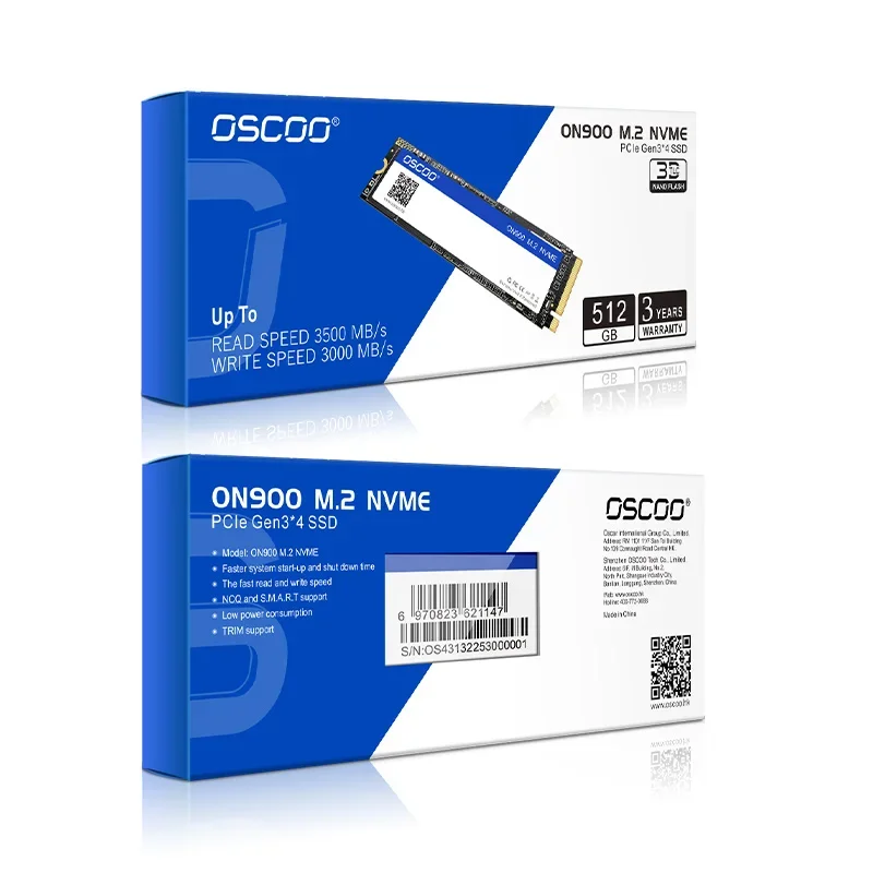 OSCOO M.2 2280 Internal solid-state drive NVMe 256GB 512GB SSD PCIe3.0 X4 3D TLC Hard Disk for Laptop Desktop Factory price