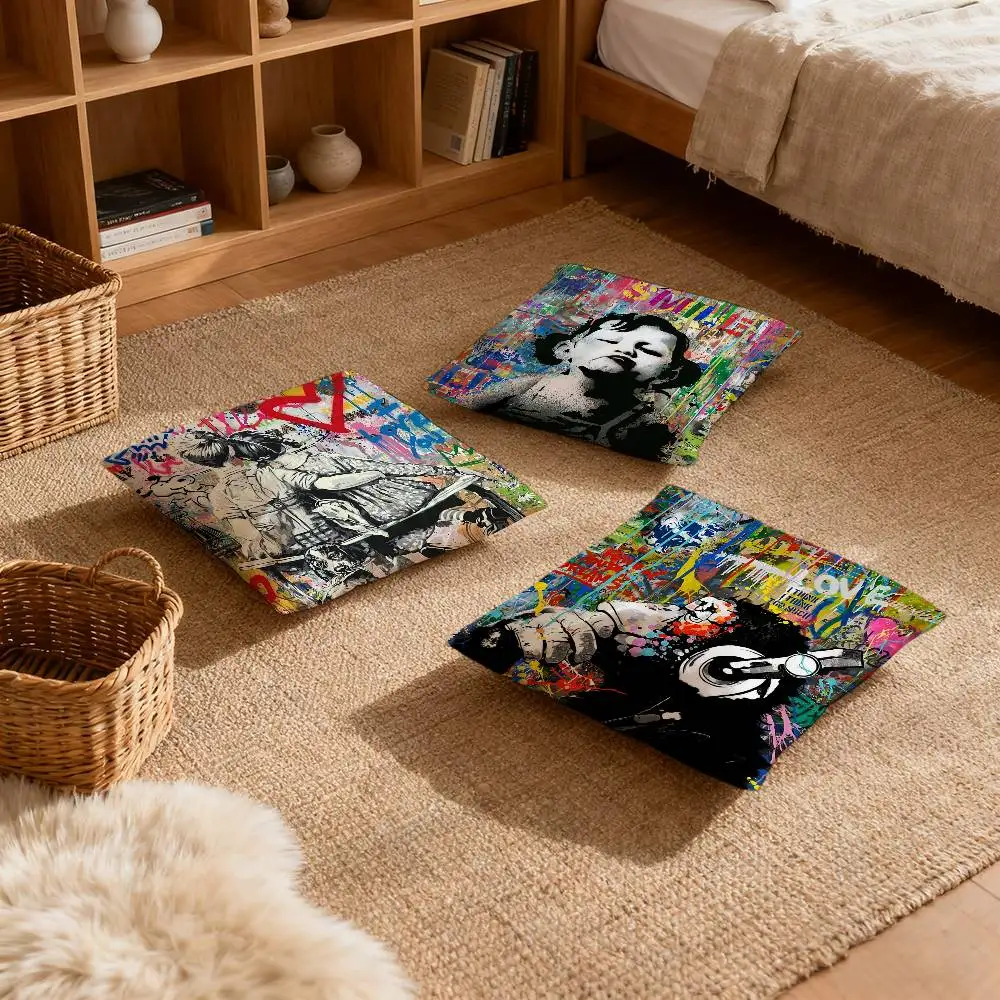 

B-Banksy Graffiti Mr b-Brainwash Pillow Case Multi sized car cushions, luxurious home sofas, decorative pillowcases
