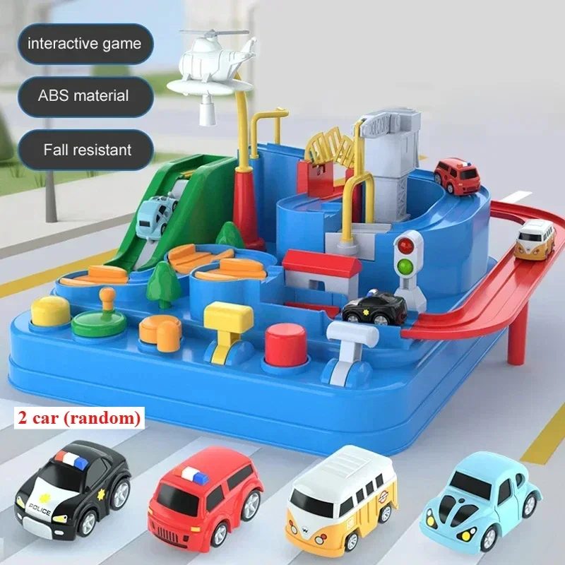 ​​Racing Rail Track Train Set - Manual Construction Model Kits with 2 Random Mini Vehicles, Educational Assembly Toy for Kids​