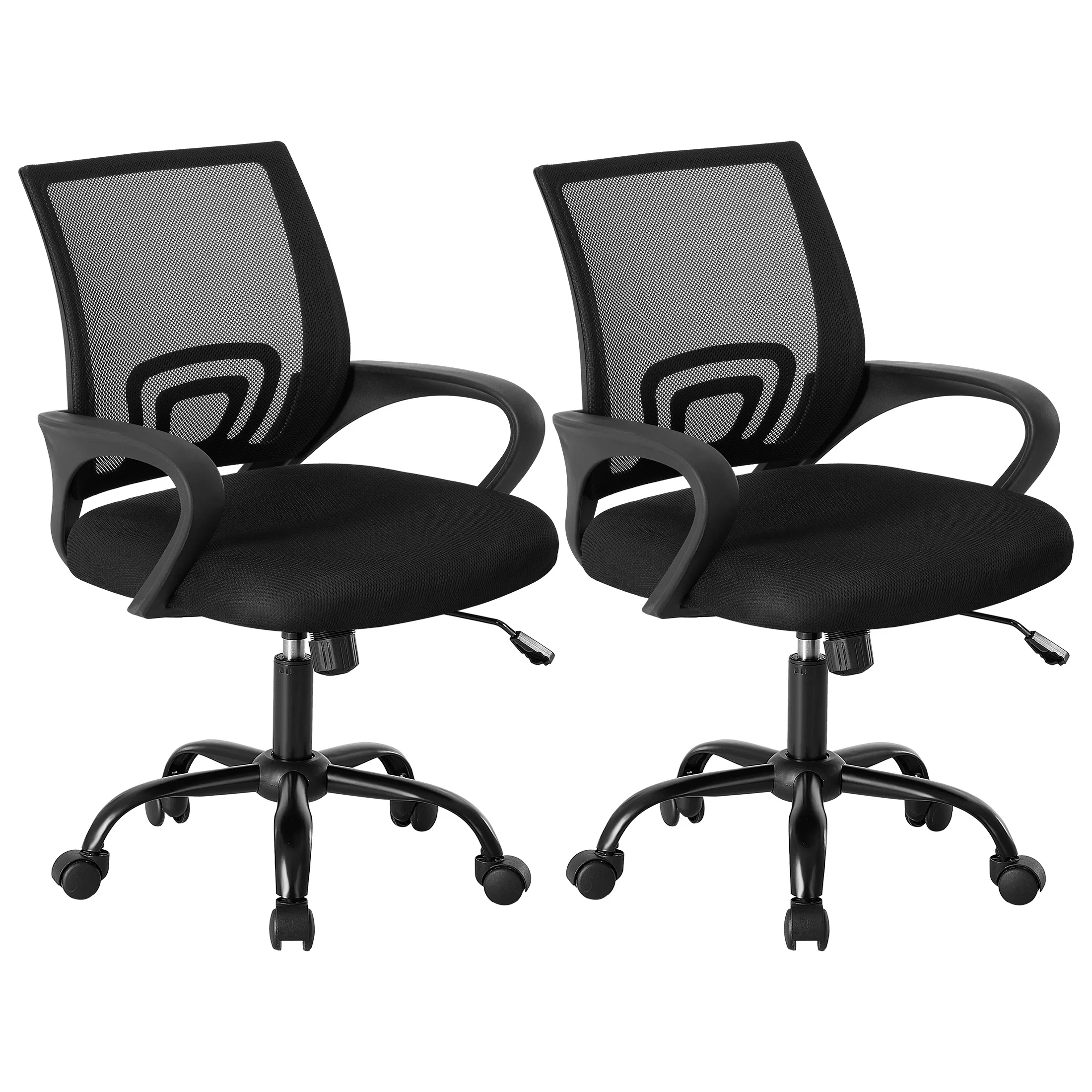 #￥JHK Ergonomic Fixed Armrest Office DeskGaming Chair Mid Back with Lumbar Support RockingMode Height Adjustable with For Office