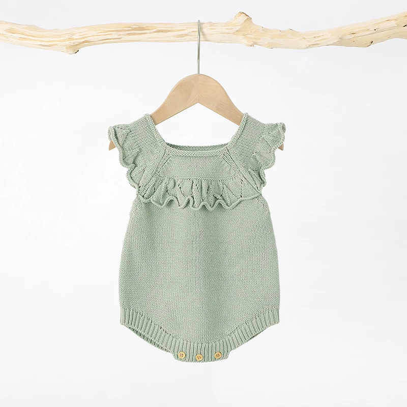

Baby Bodysuit Knit Infant Boy Newborn Girl Jumpsuit Sleeveless Summer Toddler Child Sling Clothes 0-18M Overalls Fashion Ruffles