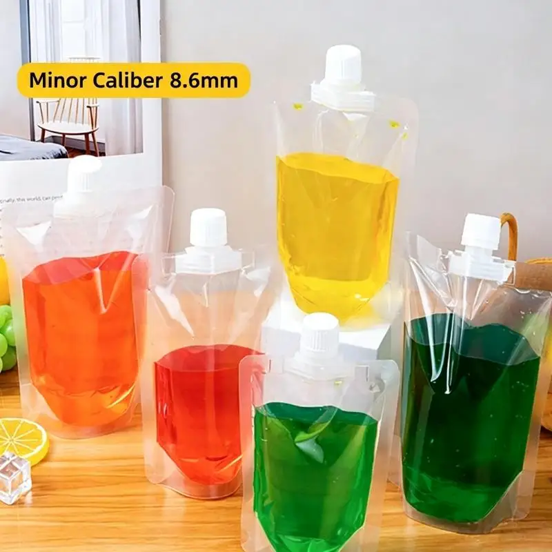 100PCS Stand Up Liquid Spout Pouch Bag / Clear Plastic Beverage Container Juice Storage Spout Bags〔White〕