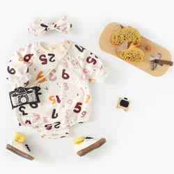 Sanlutoz Long Sleeve Baby Girls Bodysuits Autumn Infants Clothing Onesies Cute with Headband