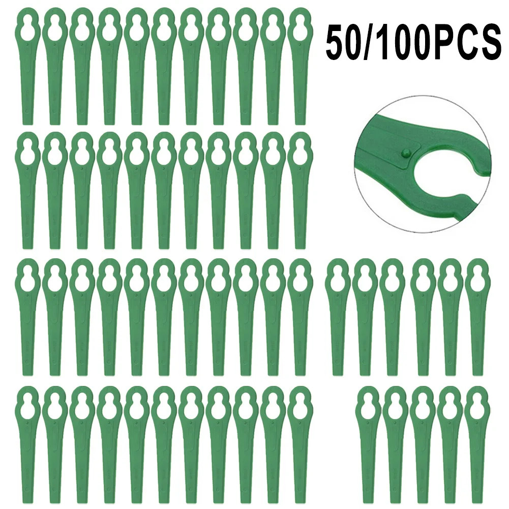 

50/100pcs Mower Blade Plastic Replacement Blade Green For Florabest FRTA 20 A1 Cordless Grass Trimmer Strimmer Garden Tool