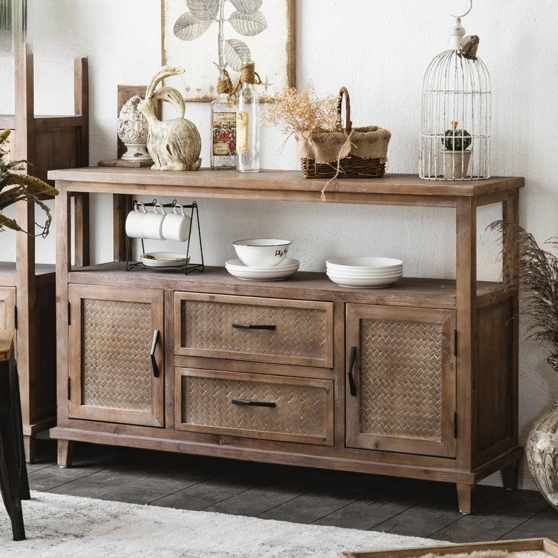 

Solid wood retro dining side cabinet storage American country living room old storage B & B dining cabinet creative decoration