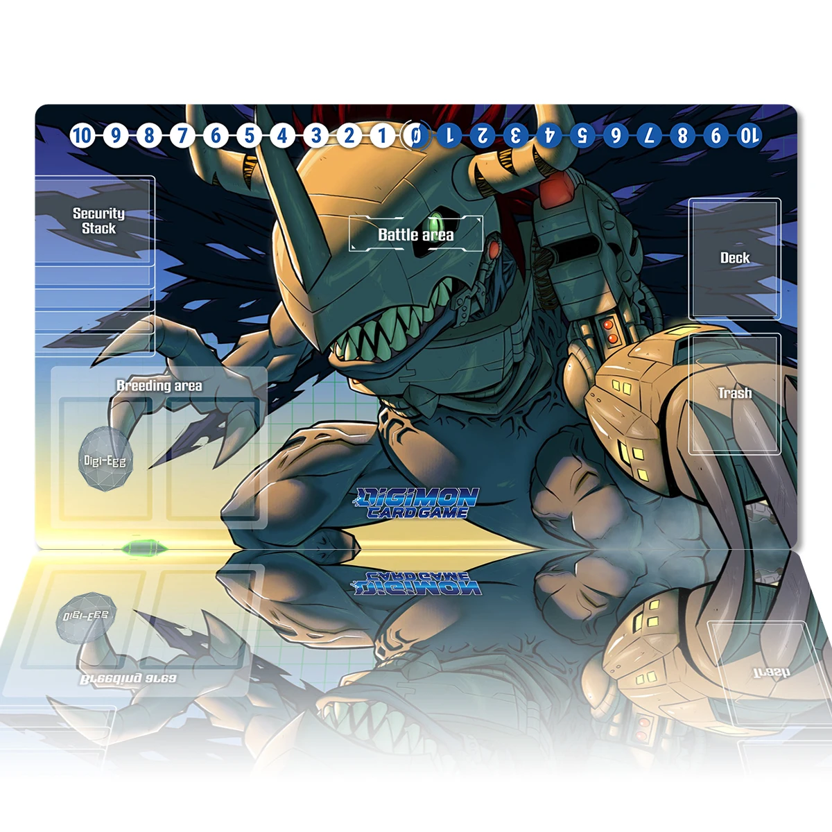 Digimon Playmat Metalgreymon TCG CCG Card Game Board Game Mat Anime Mouse Pad Custom Desk Mat Gaming Accessories with Zones Bag