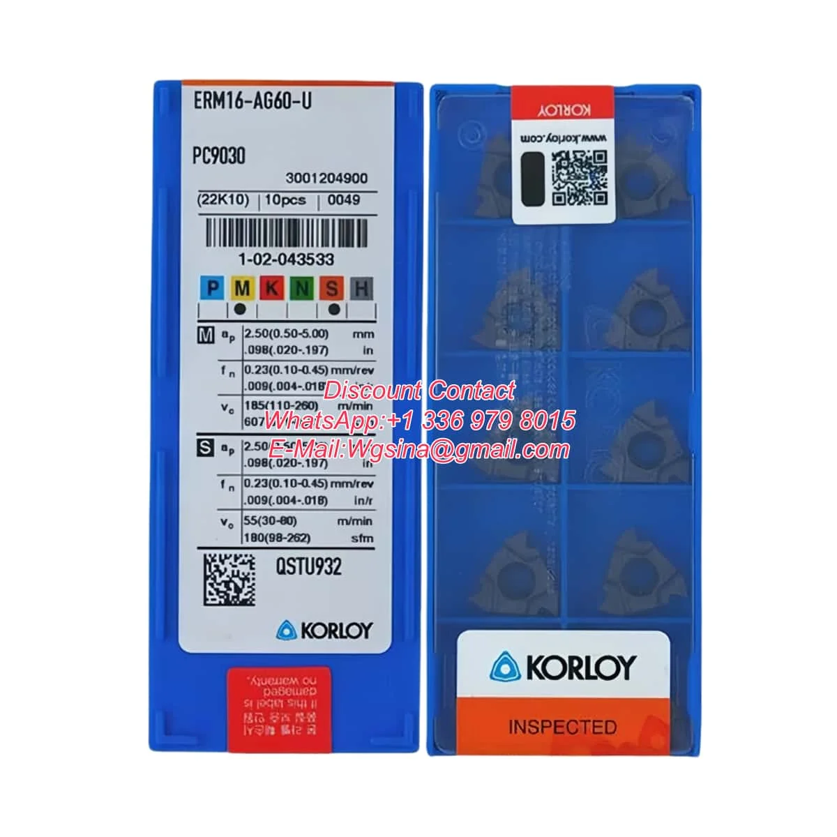 

KORLOY оригинальный ERM16 AG55 AG60 ISO NPT 14 Вт PC9030 токарный станок с ЧПУ, резьба, токарные твердосплавные вставки, лезвия, вставка для проверки