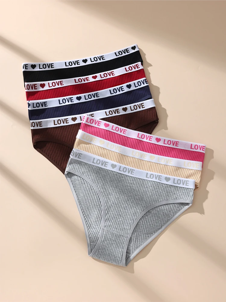 7Pcs Women Panties Striped Briefs Sexy Women Underpants Breathable Cotton Panty Female Underwear Low