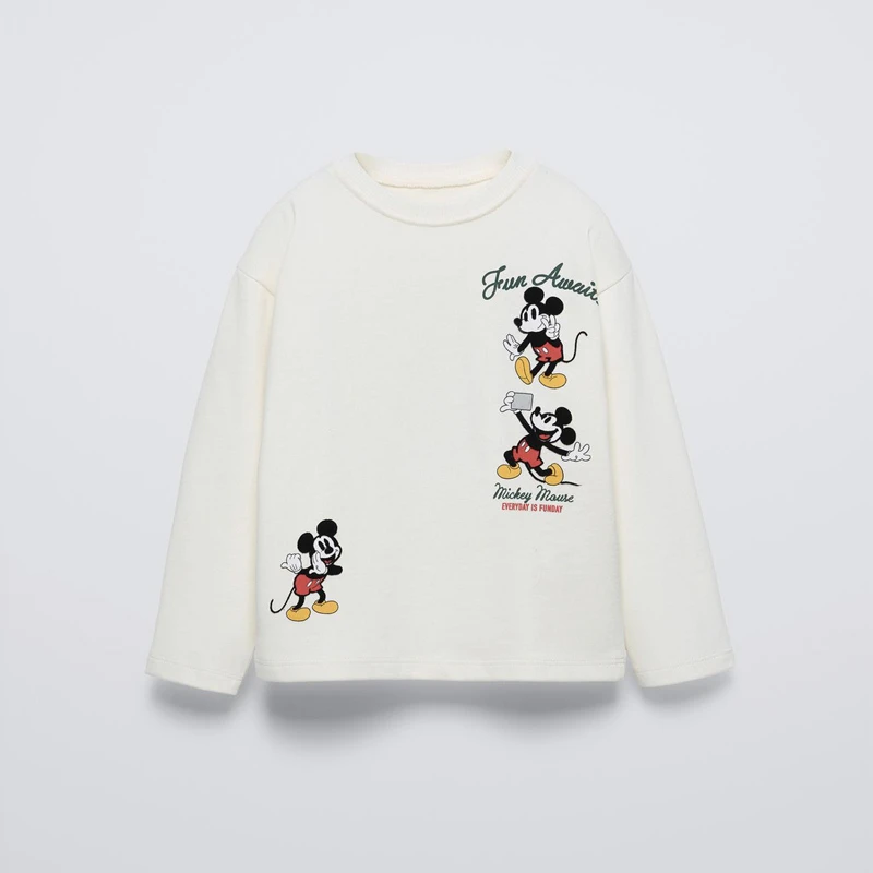 ميكي ماوس تيز الأطفال طويلة الأكمام موضة ملابس كاجوال الاطفال الكرتون المطبوعة التي شيرت الرضع رقيقة القطن الخالص Crewneck القمم #4