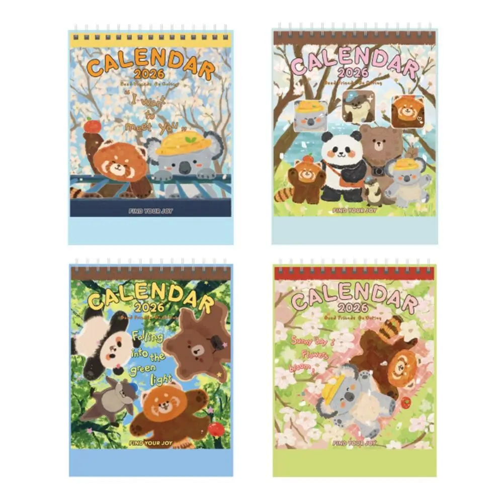 

Cartoon Animals Theme 2026 Desk Calendar Memo Notes One Month to View Monthly Calendar Coil Binding Monthly & Daily Planner