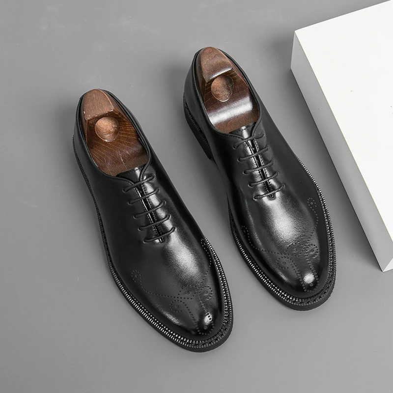 

Men Oxford Shoes PU Block Carved Pattern Professional Classic Versatile Business Men Shoes