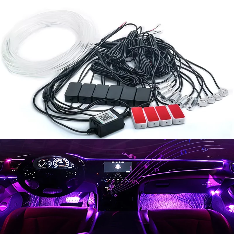 

New 1 set 14 In 1 LED Ambient Light RGB Auto Accessories Interior bluetooth app music dashboard decorative lam[ For Car 12V atmo