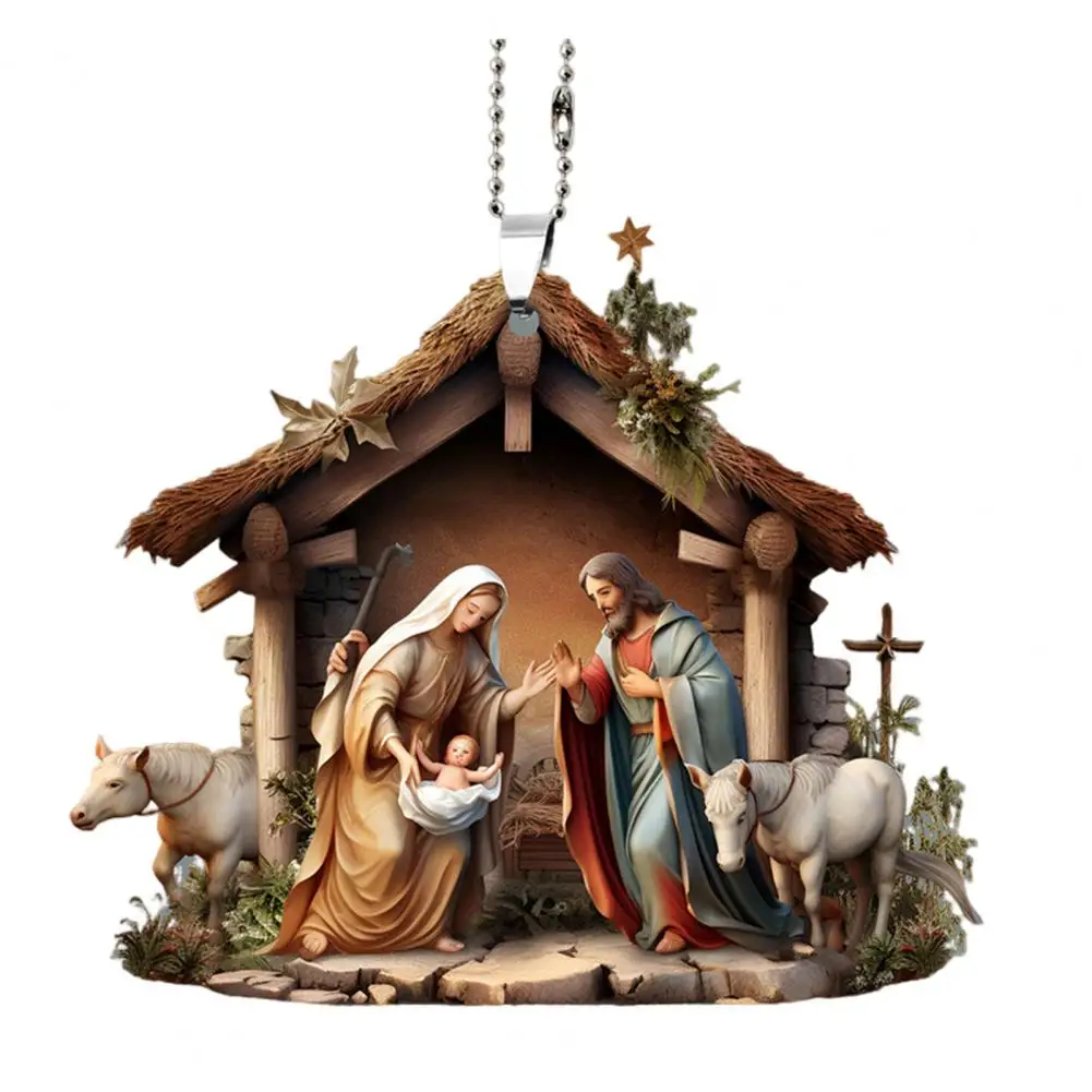 

Spiritual Satisfaction Gift Christmas Ornaments Nativity Scene Pendant Ornaments for Home Car Decor Jesus Family Prayer Scene