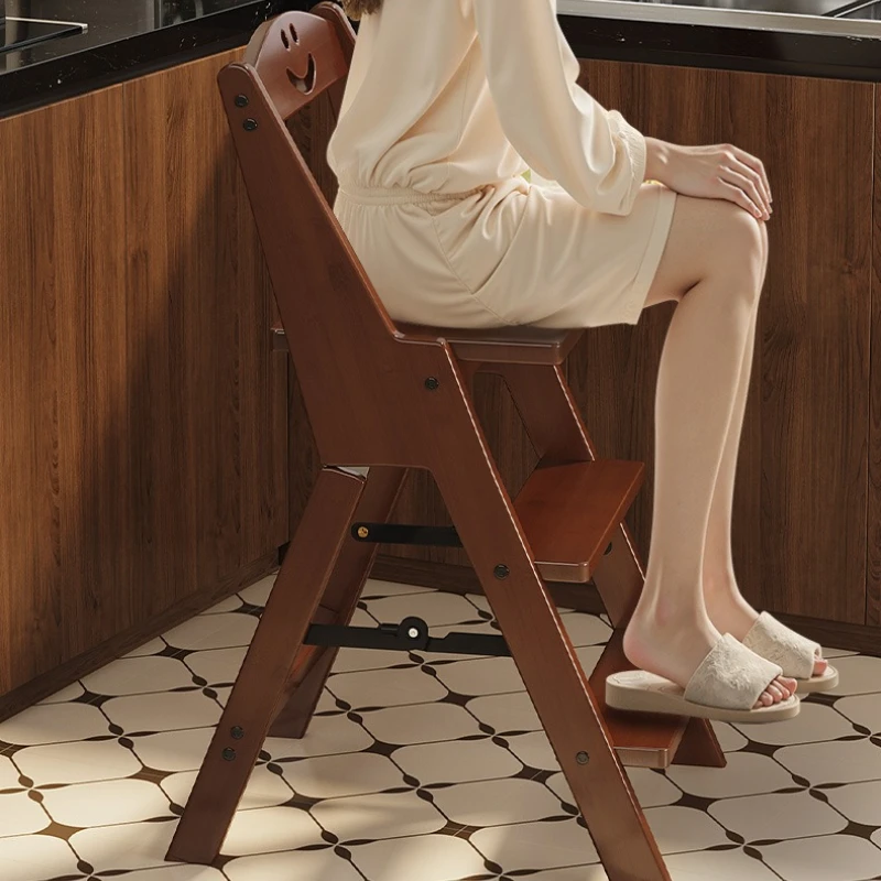 eb-small lightweight ladder stool folding space saving three-step ladder backrest climbing muebles