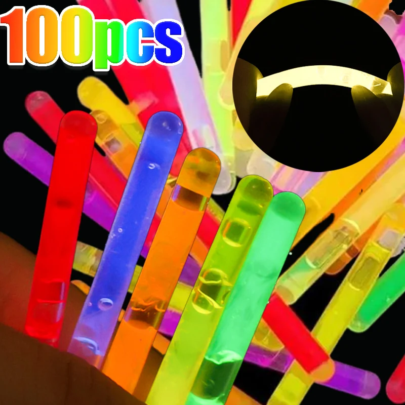 10/100pcs Glowing Sticks Bright Colorful Light Chemical Fluorescence Sticks for Wedding Party Clubs Night Fishing Float Lights