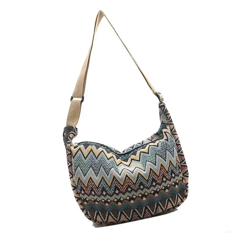 حقيبة Crossbody للنساء والبنات Canvas على الطراز البوهيمي محفظة الكتف الكتف الكبيرة للتسوق والعمل 20ca #2