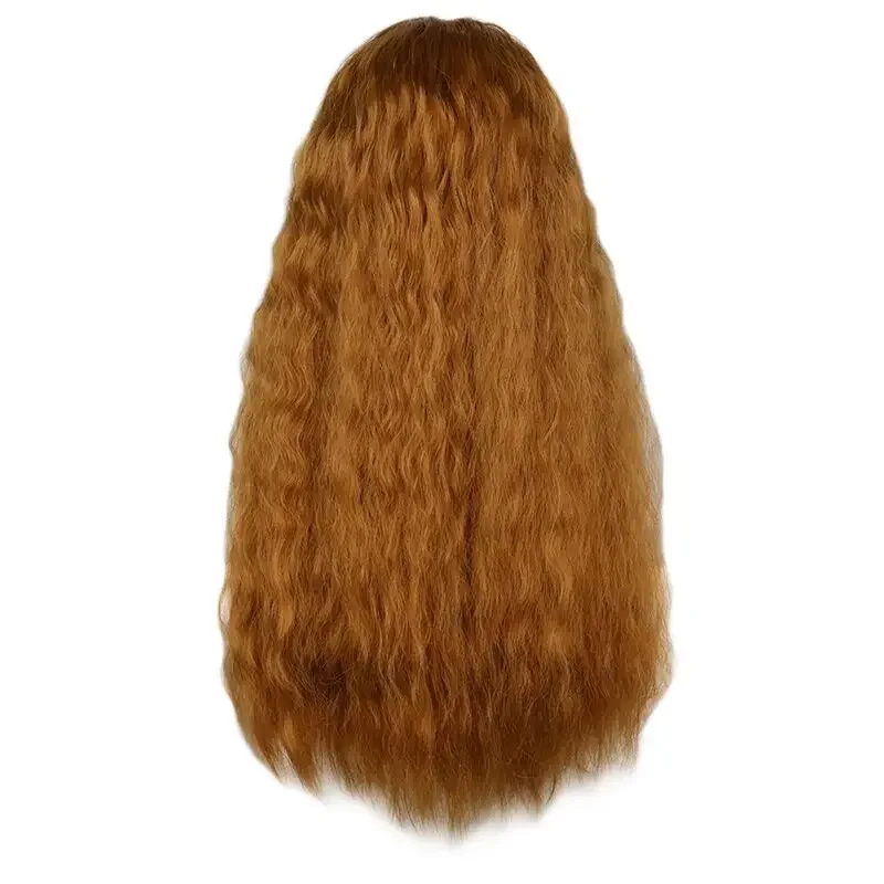 Peluca de bruja escarlata, cabello rizado resistente al calor, máscara de Cosplay, Marrón largo, ondulado, de separación media, Wanda Maximoff