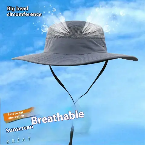 2025 Plus Size Sun Hat Adult Summer Outdoor Mountaineering Panama Outdoor Fisherman Hat Man Big Size Bucket Hat 56-60cm 60-64cm