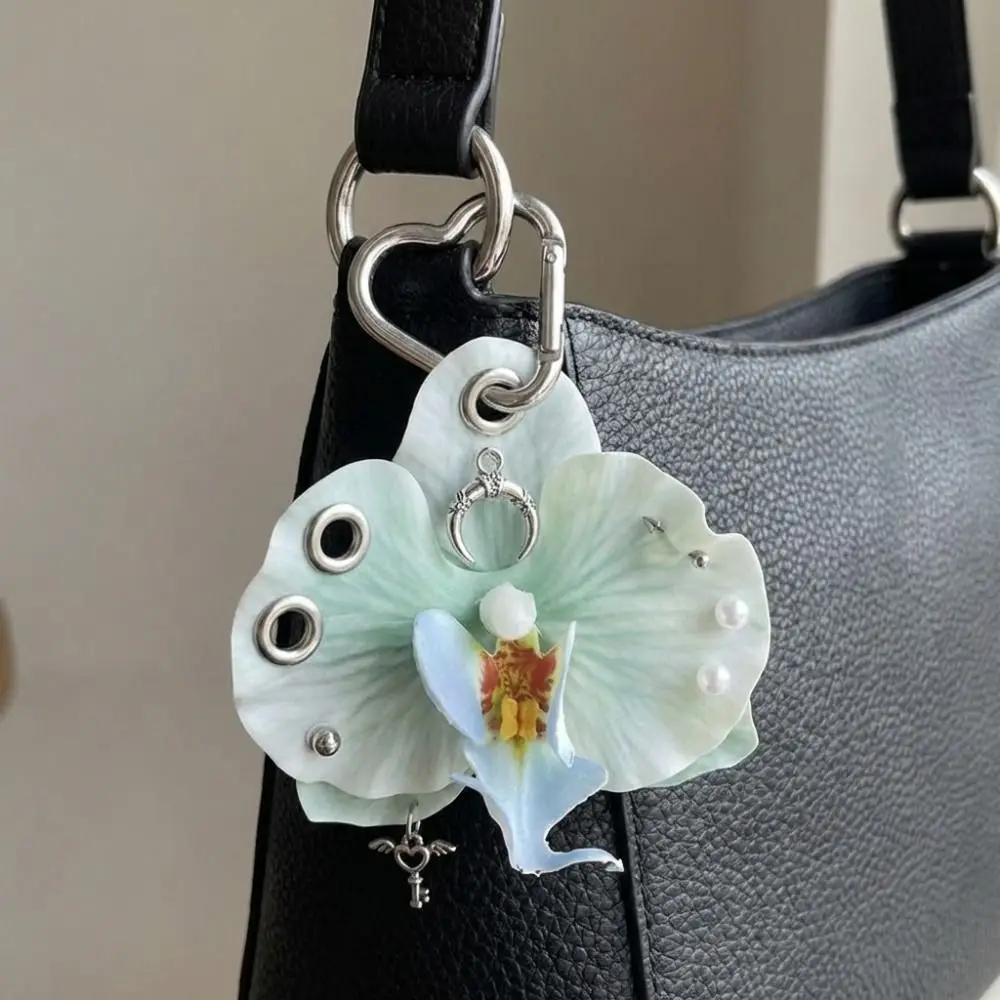 Fashion Simulation Flower Orchid Lily Keychain Backpack Decoration Colorful Flower Bag Pendant Gifts Backpack Hangings Decor