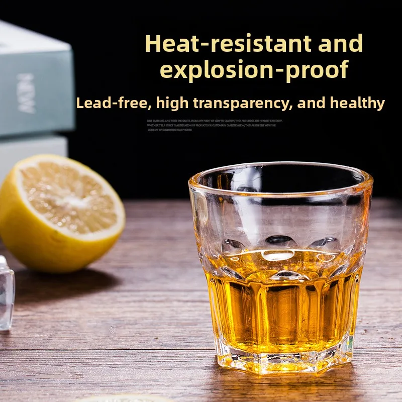 

Large Capacity Tempered Glass Whiskey Beer Cup Octagonal Shaped Chinese Style Heat Resistant Drinking Glass for Beverages