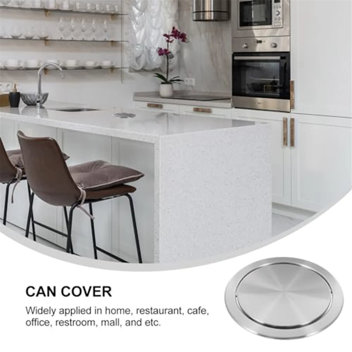 Trash Can Lid Simple Trash Grommet Embedded Countertop Round Cover Swing Flap Trash Bin Lid for Kitchen Bathroom Office