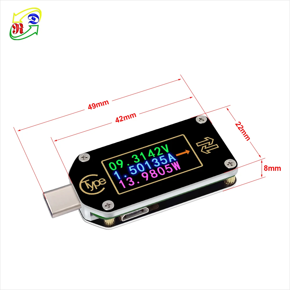 電圧計Tc66c,USB,iOS,Android,type-c,pd,電圧計,2ウェイ,電流計,容量バッテリーテスター用
