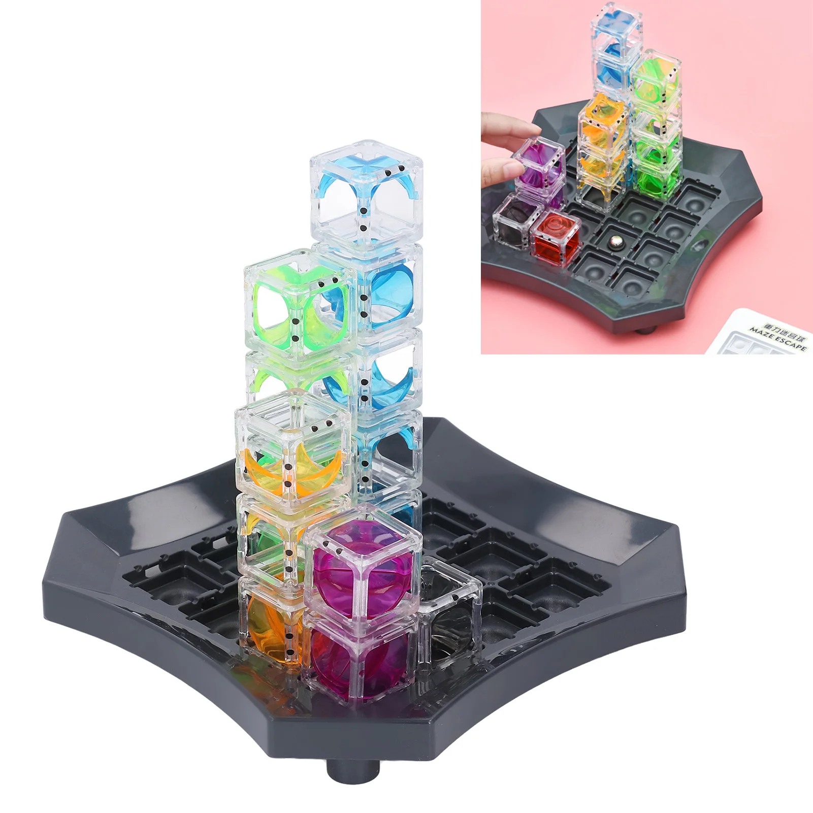 เกมฝึกสมอง Gravity Marble Run 60 ขั้นตอน ฝึกทักษะ STEM เกมเขาวงกตลูกแก้ว ฝึกการวางแผน เกมสร้างสรรค์สำหรับเด็กชายและเด็กหญิง