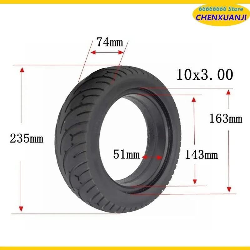 10x3.00 Solid Tire 10 Inch Tyre Thickened Explosion Proof Outer Tube for KuGoo M4 Pro Electric Scooter Compatible 255X80 80/65-6