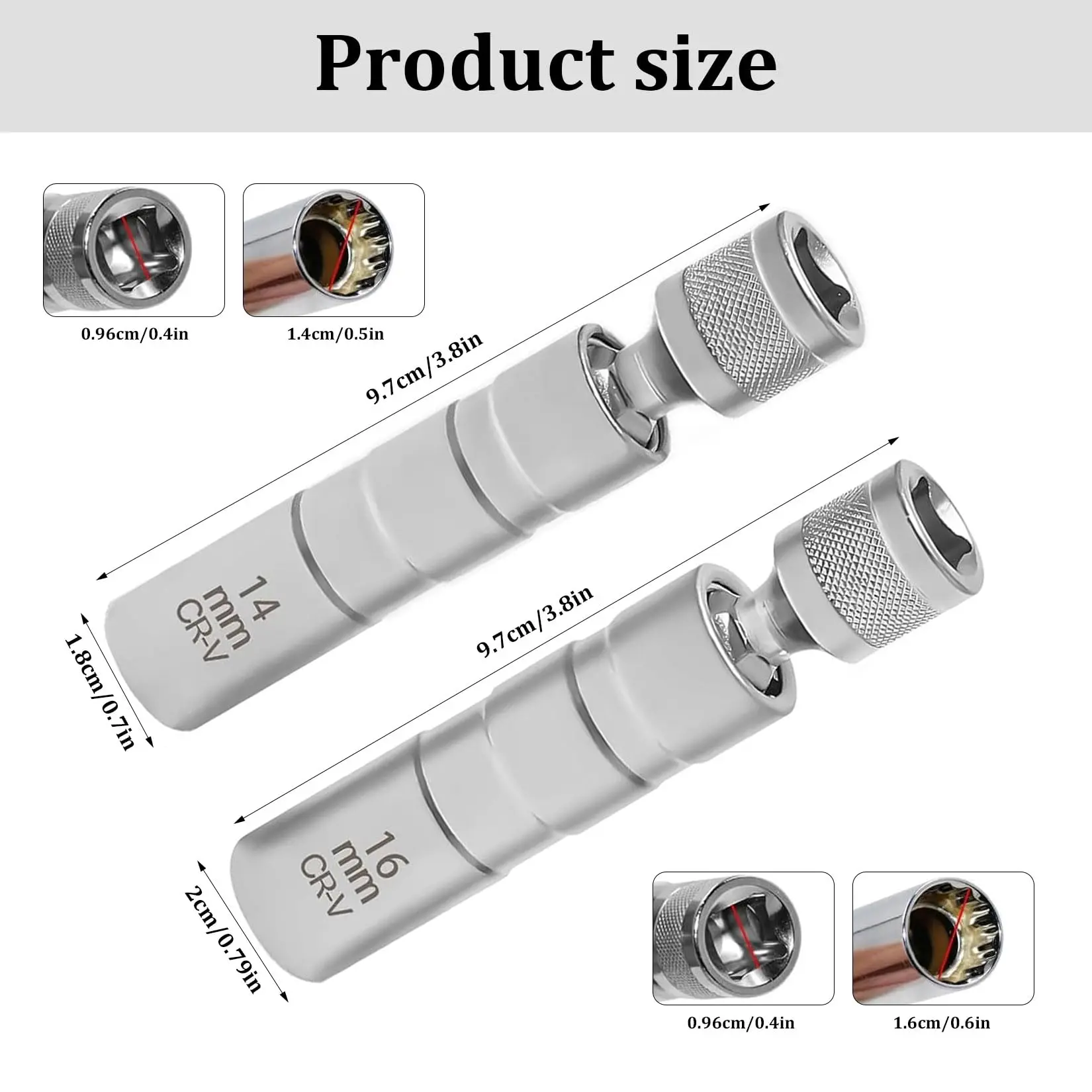 Набор ключей для свечей зажигания 14 мм/16 мм — гибкая магнитная головка для легкого снятия