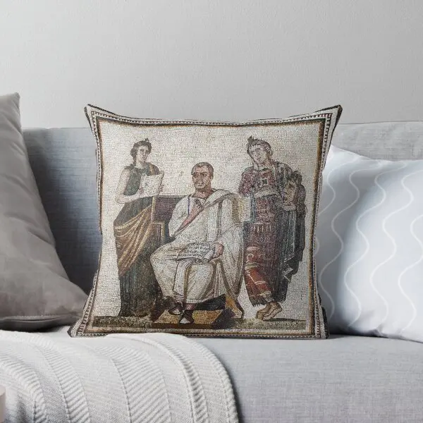 Vergil Roman Mosaic  Printing Throw Pillow Cover Car Square Home Throw Office Sofa Bed Bedroom Pillows not include One Side