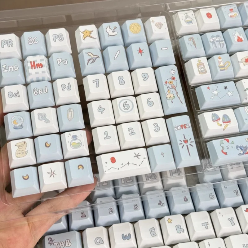 Magic Rabbit Themed Keycap 140 Keys Cherry Profile Pbt Heat Sublimation Customized Mechanical Keyboard Cartoon Story Keycap