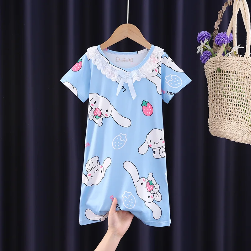 Lovely Cartoon Nightgowns Kawaii Cartoon Cinnamoroll My Melody Kuromi Sleepwear Home Soft Comfortable Girl Pajamas Gift