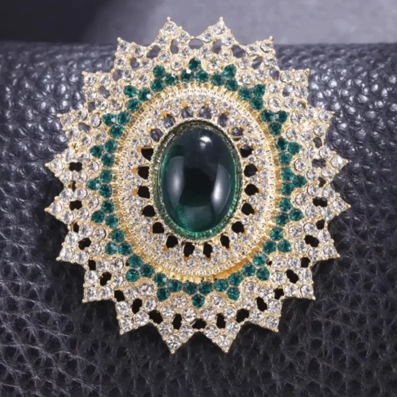 Art Deco Vintage Enamel Crystal Green Oval Women\'s Brooch Pin Badge Pin Gift Versatile Novelty Elegant For Party Outing