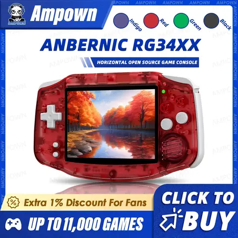 ANBERNIC RG34XX 레트로 핸드 헬드 게임 콘솔 3.4 ''IPS 스크린 Linux 시스템 HDMI 출력 클래식 리메이크 게임 플레이어 감상적 선물