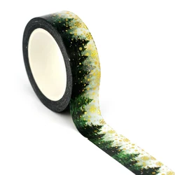 NEW 1PC 10M Decorative Gold Foil Christmas Trees Washi Tape for Gift Wrapping Journaling Adhesive Masking Tape Cute Papeleria