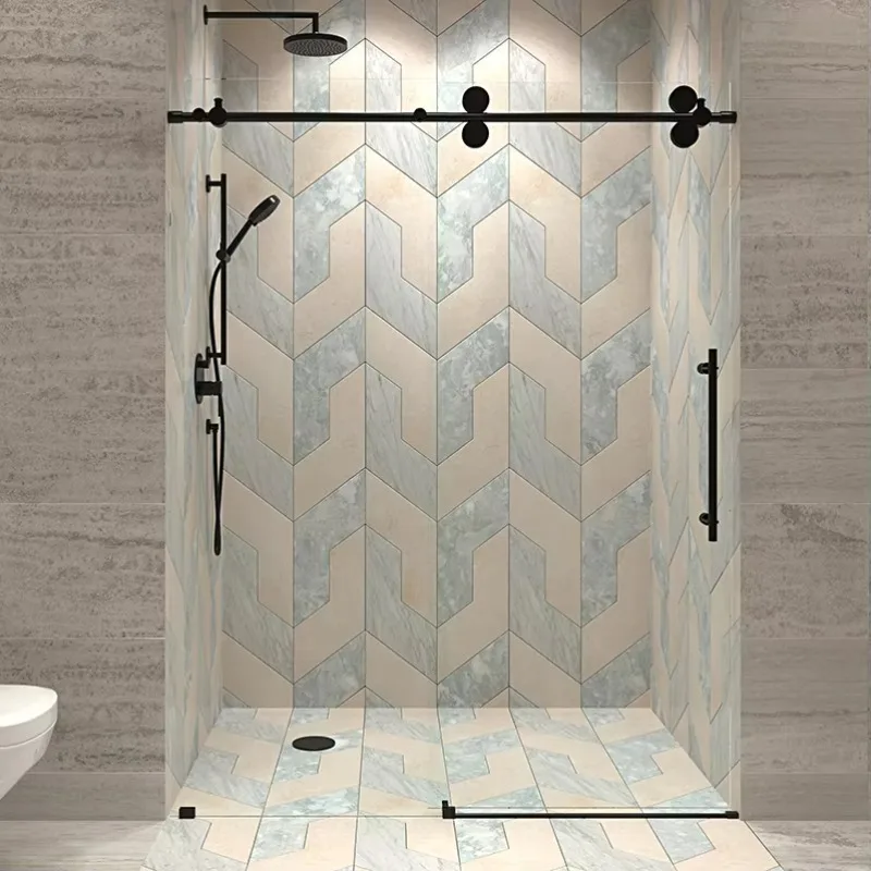 

clear Glass Gold Hardware 1 Panel Sliding Shower Door for Bathroom