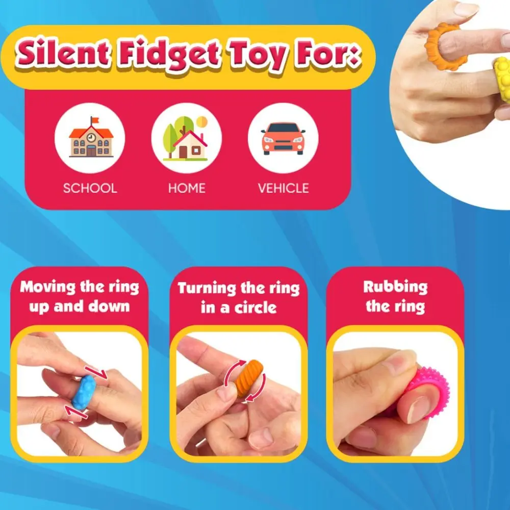 

With Tips Sensory Fidget Rings Stretchable Silicone Silent Decompressors Rings Enhancing Attention Unique Silicone Sensory Ring