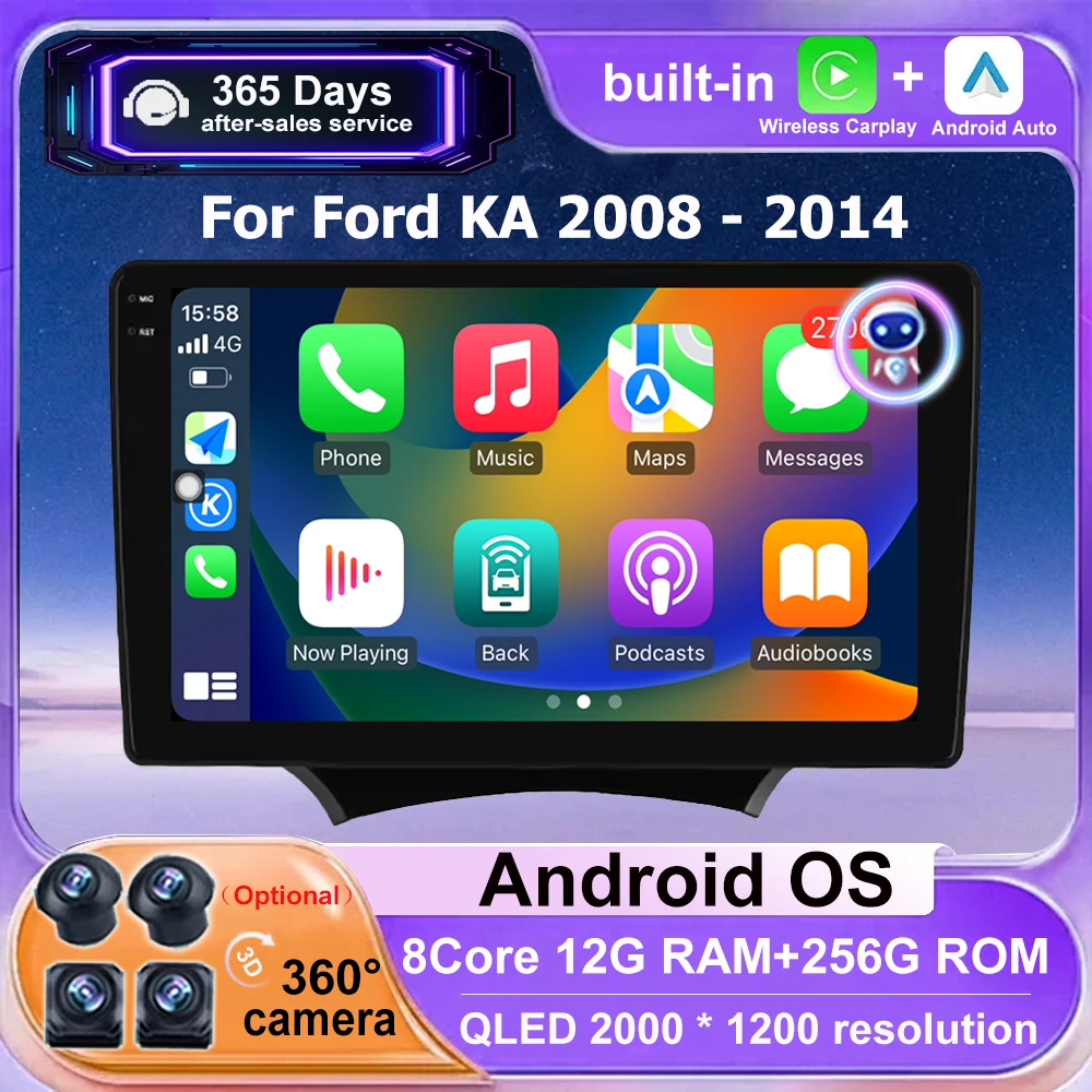 

Wireless Carplay For Ford KA 2008- 2014 Android 16 Auto Car Radio Multimedia Video Player GPS Navigation Stereo BT DSP Head Unit