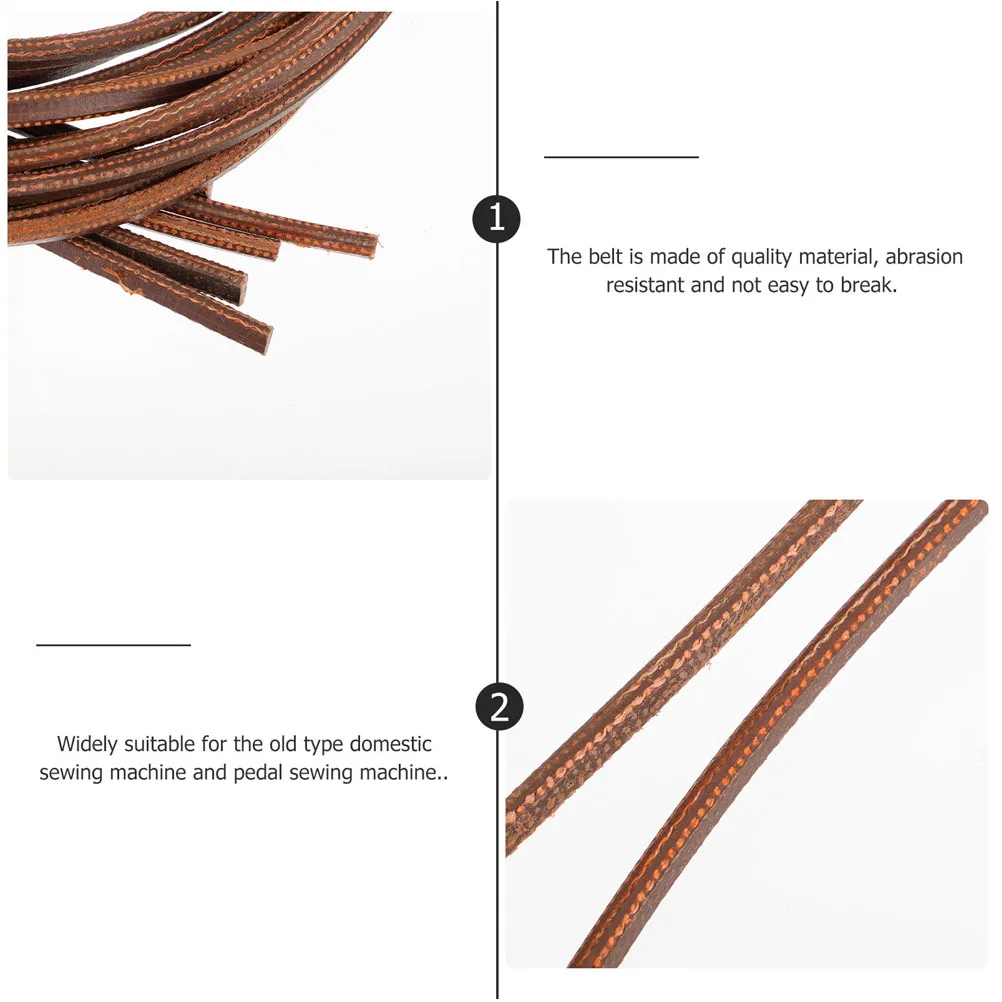 

2Pcs Vintage Sewing Machine Belt Durable Cowhide Metal Easy Install Practical Treadle Replacement Accessories Sewing Machine