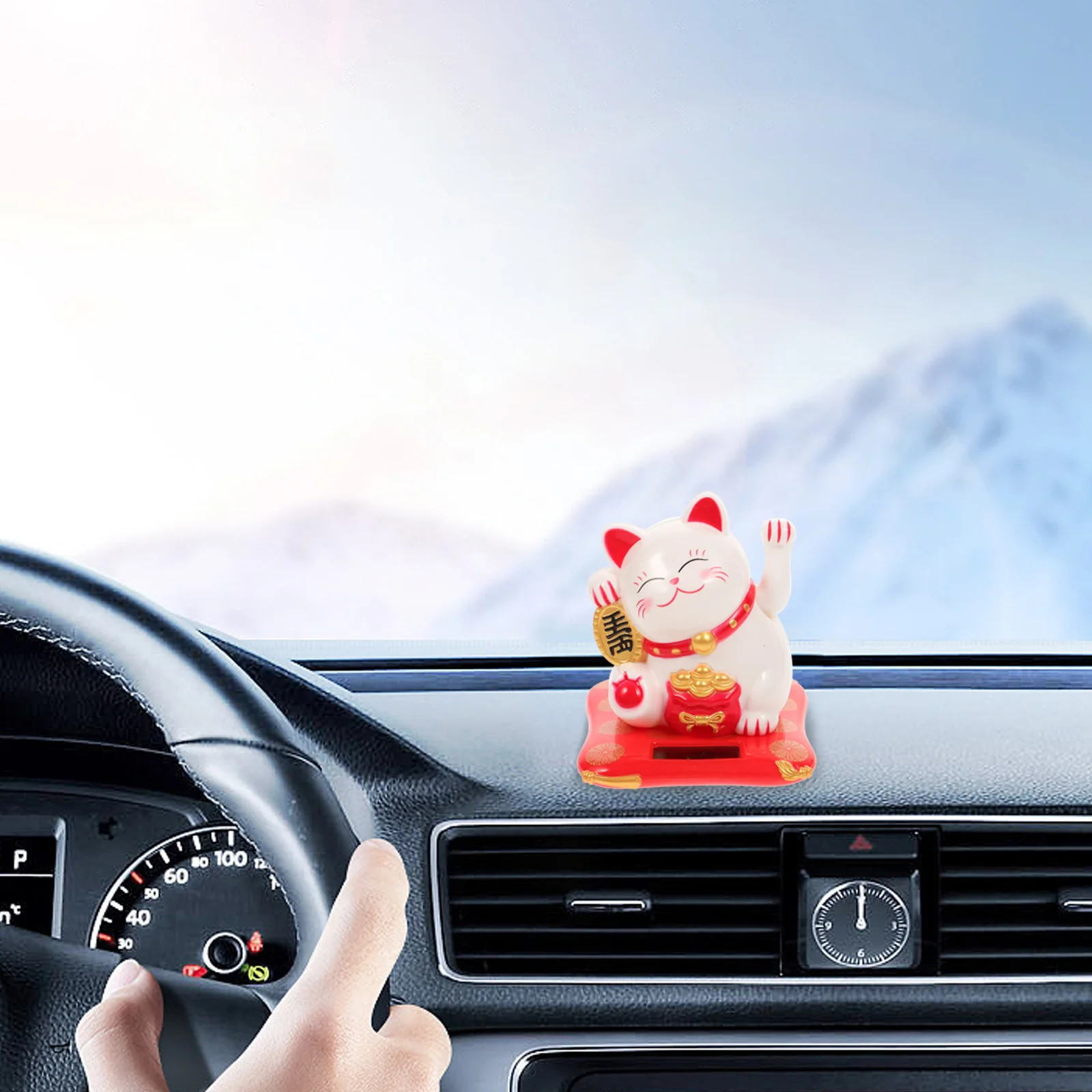 

3 Pcs Waving Figurines Solar Powered Adorable Car Mascot Creative Cat Statues Decorative Gift nament