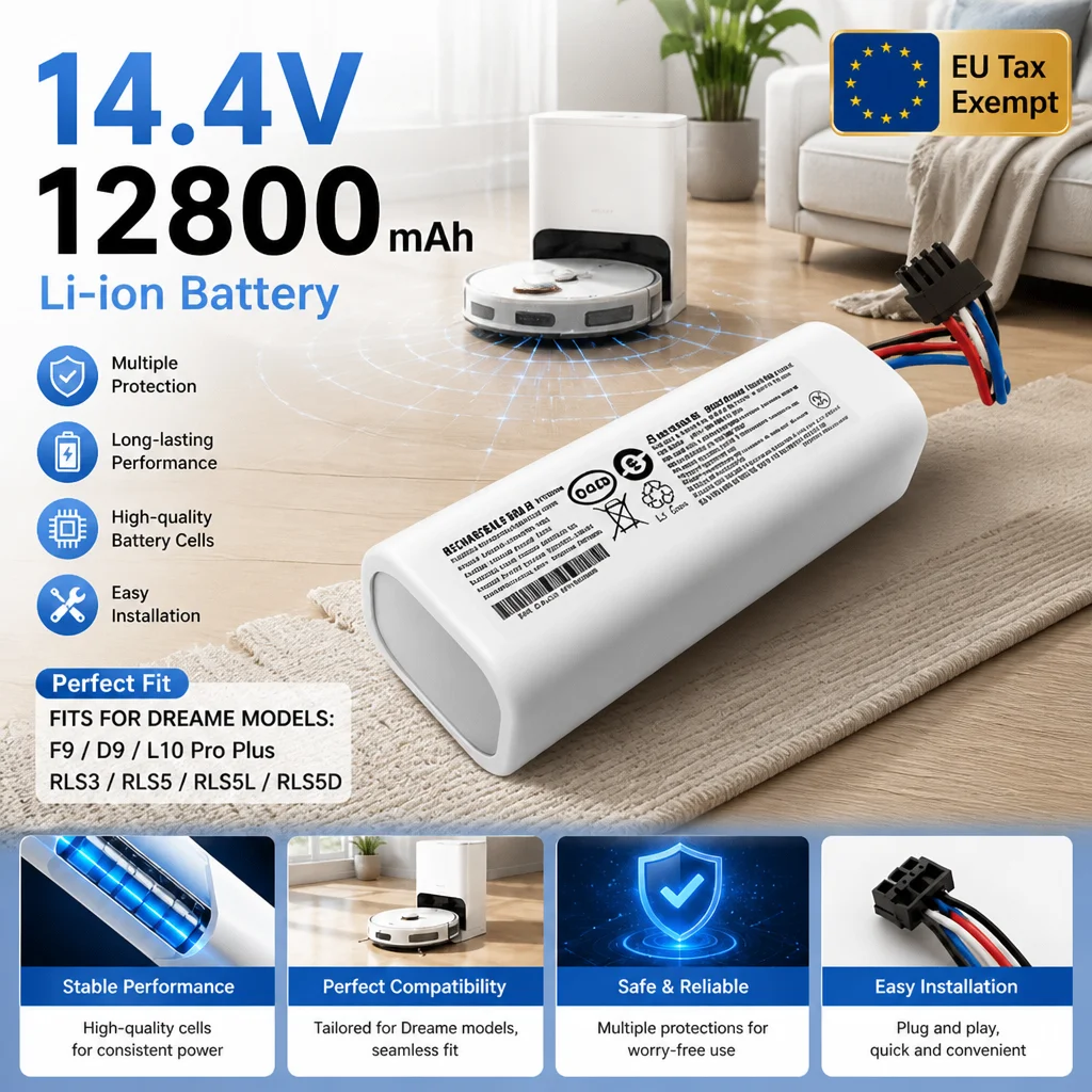 Replacement 14.4V Li‑ion Battery Pack For Dreame F9 D9 L10 Pro Plus RLS3 RLS5 RLS5L RLS5D Robotic Vacuum Cleaner Repair Parts