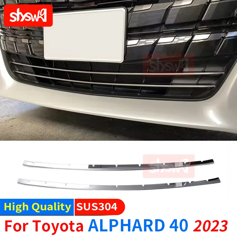 

For Toyota Alphard 40 2023 Car Exterior Front Bumper Grille Garnish Trim SUS304 Sticker Chrome Styling External Accessories