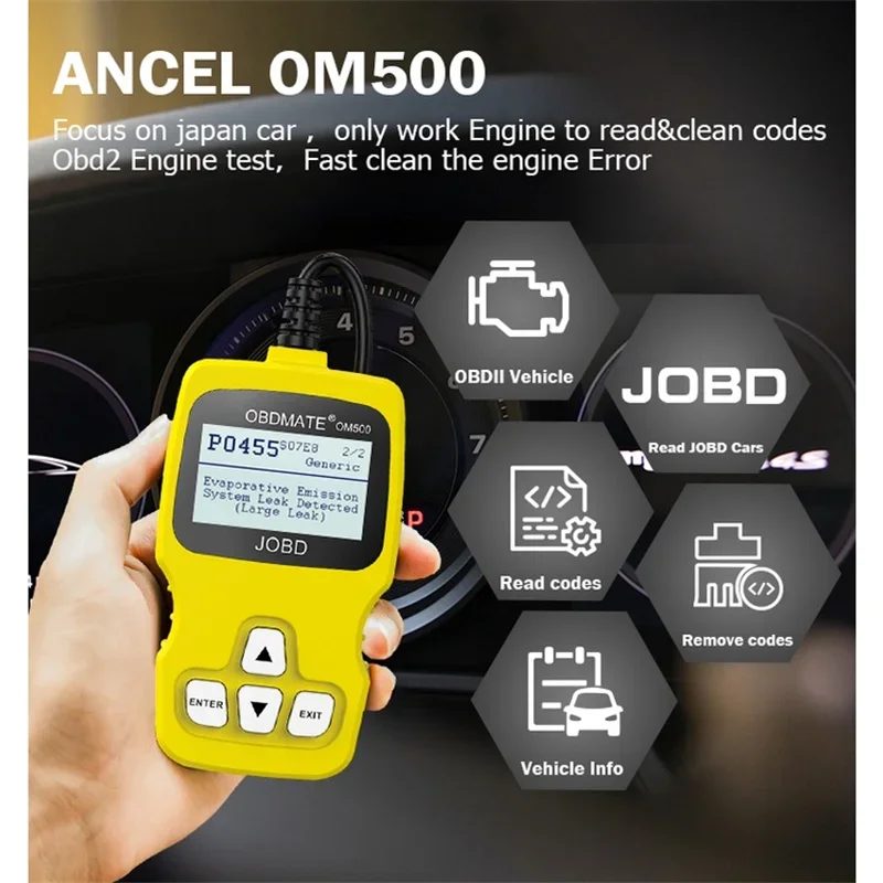 AUTOPHIX OM500 JOBD Scanner for Japanese Car 12V 16 Pin OBD2 EOBD Diagnostics Tool Engine Check for Toyota/Honda/Nissan/Suzuki