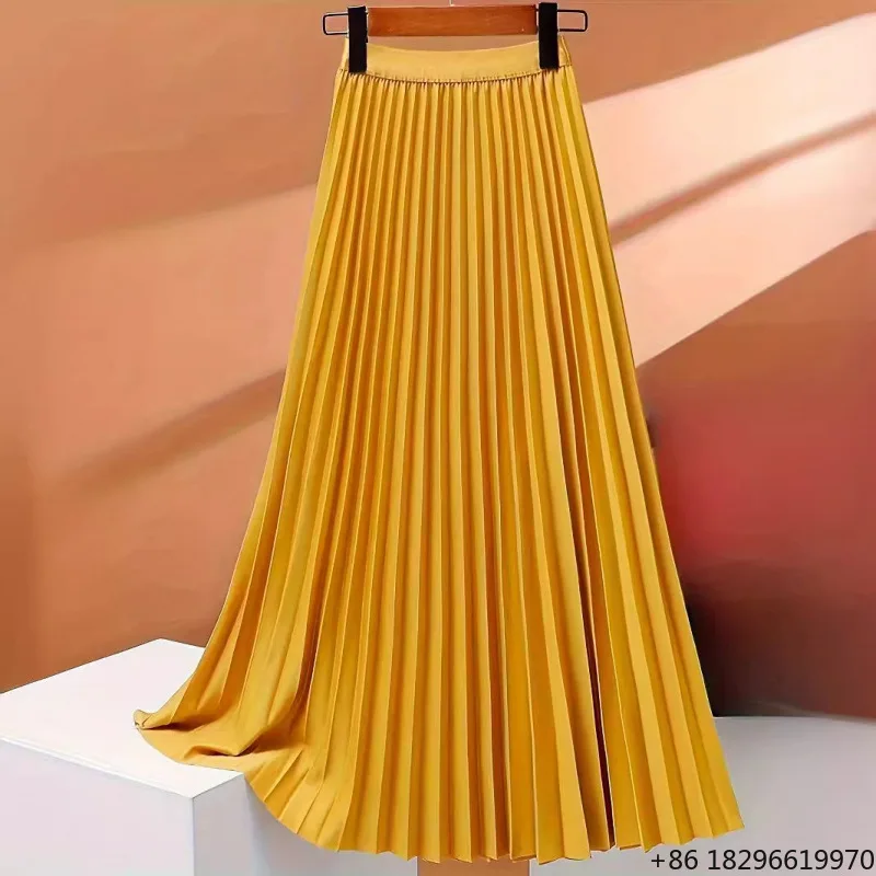 saia-feminina-elegante-casual-de-cintura-alta-preta-com-estampa-para-primavera-e-verao