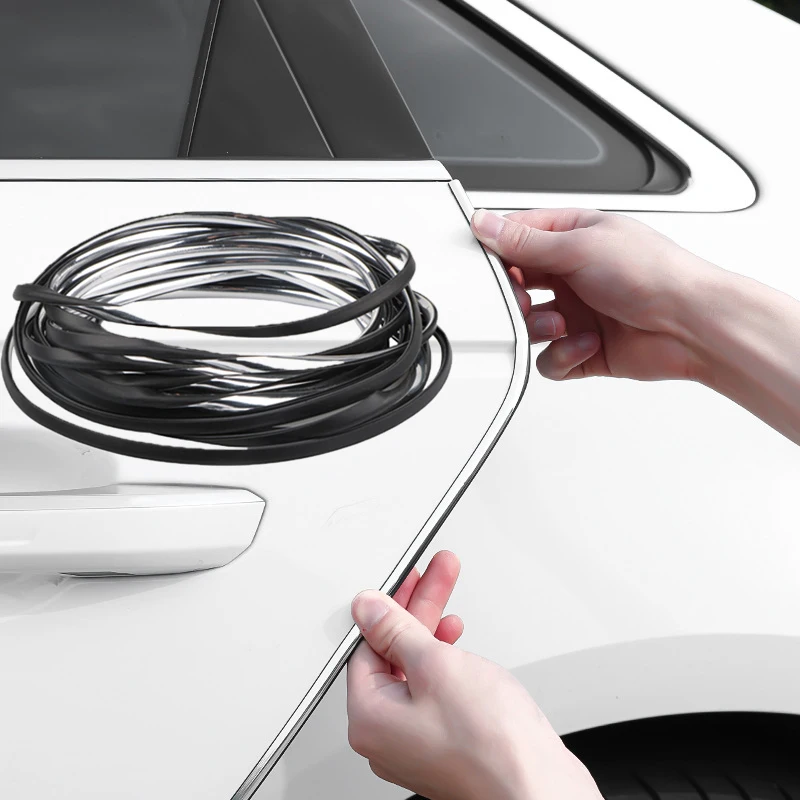 Anti-Collision Plating Adhesive Strip Door Protection StripCar Door Edge Scratch Protector DIY Silver Moulding Trim Strips